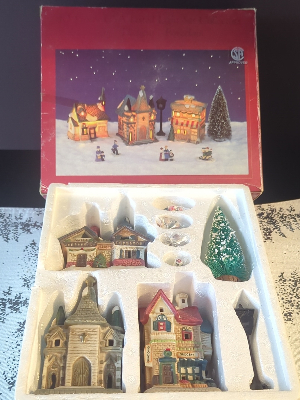 Mini 10 Pieces Lighted Dickens Porcelain Christmas Village Set